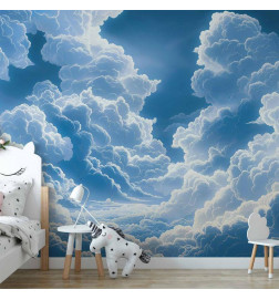 Fotobehang - Blue Sky Breaking Through White Fluffy Clouds