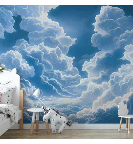 Carta da parati - Blue Sky Breaking Through White Fluffy Clouds