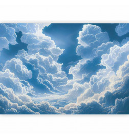 Wall Mural - Blue Sky Breaking Through White Fluffy Clouds