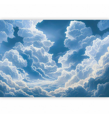 Mural de parede - Blue Sky Breaking Through White Fluffy Clouds