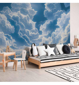 Fototapet - Blue Sky Breaking Through White Fluffy Clouds