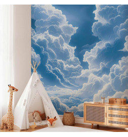 Papier peint - Blue Sky Breaking Through White Fluffy Clouds