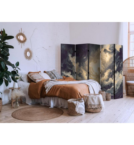 Room Divider - Epic Light Play: The Sun Battling for Dominance Over the Clouds