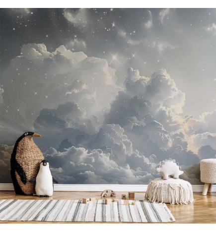 Wall Mural - Astral Calm: Stars Scattered Over Delicate Clouds