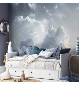 Foto tapete - Astral Calm: Stars Scattered Over Delicate Clouds