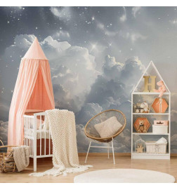 Fototapeet - Astral Calm: Stars Scattered Over Delicate Clouds