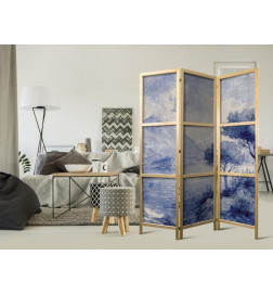 Japanese Room Divider - Italian Landscape - Lake Como Painted in Shades of Blue