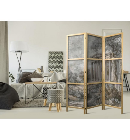 Paravento giapponese - Antique Landscape - Greek Temple on a Hill Among Lush Vegetation