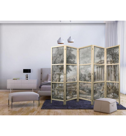 Paravento giapponese - Antique Landscape - Greek Temple on a Hill Among Lush Vegetation