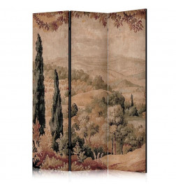 Room Divider - Landscape with Cypresses - Old Tapestry with Mediterranean Vegetation