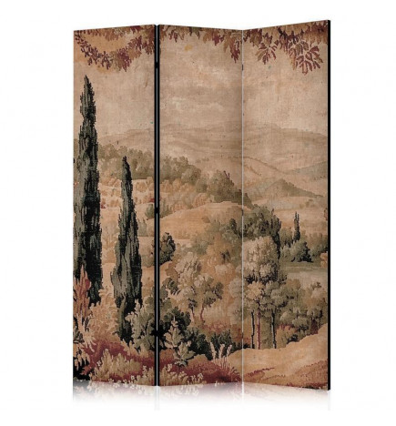 Room Divider - Landscape with Cypresses - Old Tapestry with Mediterranean Vegetation