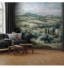 Foto tapete - Landscape with Green Fields and Trees Tuscan Sunny View