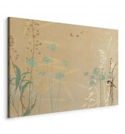 Cuadro - Tiny Bird - Colorful Grasses in Golden Shades of Sunset