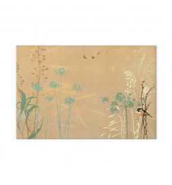 Slika - Tiny Bird - Colorful Grasses in Golden Shades of Sunset