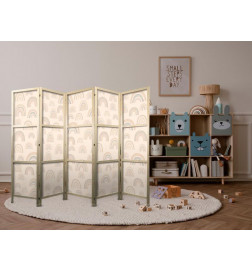 Japanese Room Divider - August Sky - Rainbows of various sizes in muted colors