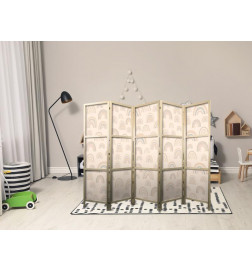 Japanese Room Divider - August Sky - Rainbows of various sizes in muted colors