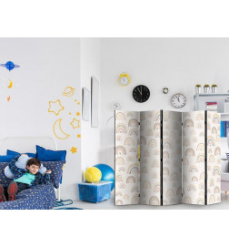 Room Divider - Spring - Pastel Rainbows on a Rainy Day with Hearts