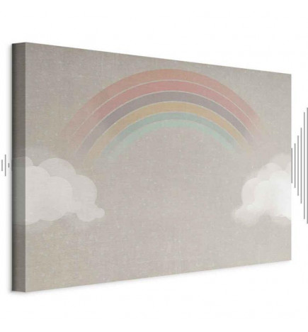 Quadro - Rainy June - Colorful Rainbow Emerging from Clouds on a Bright Background