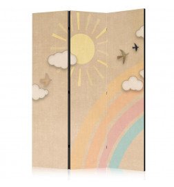 Biombo - Holiday Sky - A Rainbow on a Sunny Day and Flying Birds