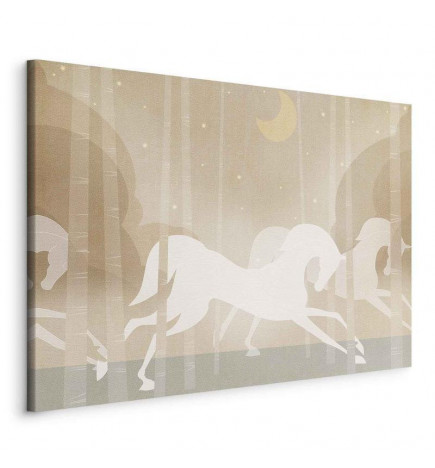Slika - Moon Horses - Horses Galloping Among Trees on a Starry Night