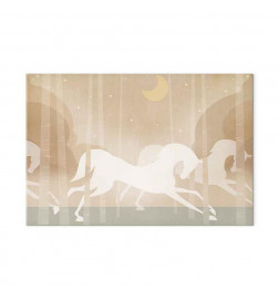 Canvas Print - Moon Horses - Horses Galloping Among Trees on a Starry Night