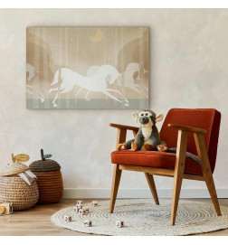 Quadro - Moon Horses - Horses Galloping Among Trees on a Starry Night