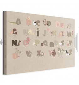 Cuadro - Alphabet at the Zoo - Joyful Animals and Their Names on a Beige Background