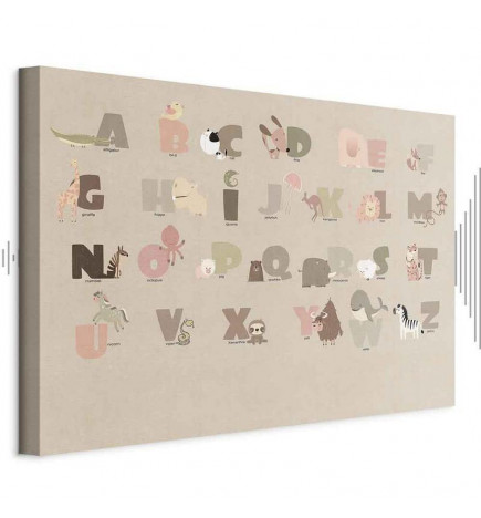Tableau - Alphabet at the Zoo - Joyful Animals and Their Names on a Beige Background