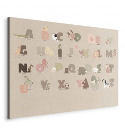 Cuadro - Alphabet at the Zoo - Joyful Animals and Their Names on a Beige Background