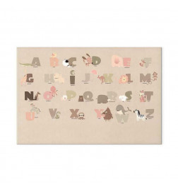 Tablou - Alphabet at the Zoo - Joyful Animals and Their Names on a Beige Background