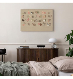 Slika - Alphabet at the Zoo - Joyful Animals and Their Names on a Beige Background