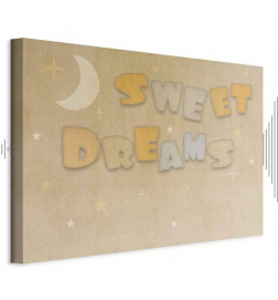 Paveikslas - Sweet Dreams - Pastel Inscription Surrounded by the Moon and Stars