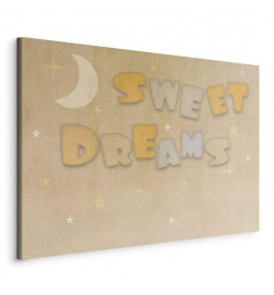 Tablou - Sweet Dreams - Pastel Inscription Surrounded by the Moon and Stars