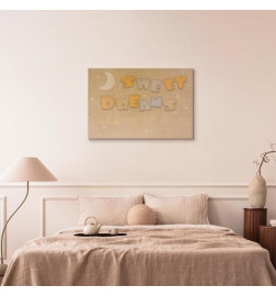 Quadro - Sweet Dreams - Pastel Inscription Surrounded by the Moon and Stars