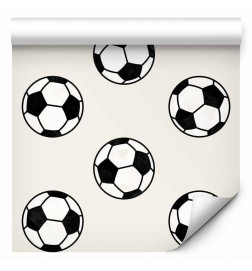 Wallpaper - Soccer - Symmetrical black-and-white soccer balls on a beige background