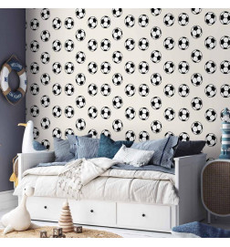 Wallpaper - Soccer - Symmetrical black-and-white soccer balls on a beige background