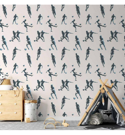 Tappezzeria murale - Football Characters - Action and movement in silhouettes on a light background