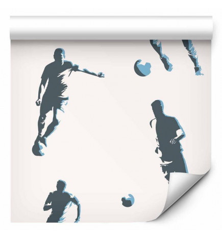 Tappezzeria murale - Football Characters - Action and movement in silhouettes on a light background