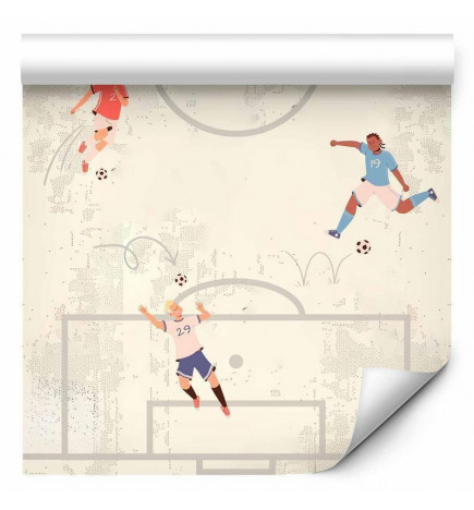 Tapete - Soccer Game - Illustration of soccer players in action on the field