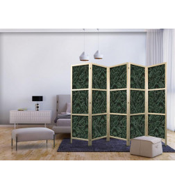 Paravento giapponese - Dense Vegetation - Botanical Patterns in Illustrative Style Green