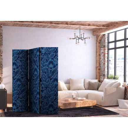 Room Divider - Dense Vegetation - Botanical Patterns in Illustrative Style Blue