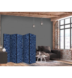 Room Divider - Dense Vegetation - Botanical Patterns in Illustrative Style Blue