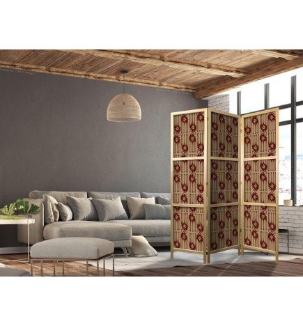 Paravento giapponese - Predatory Streaks - Red Abstract Shapes Inspired by Tribal