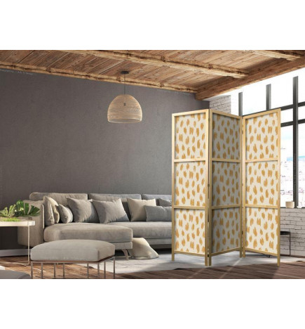 Paravan japonez - Drawn Pattern in Dots and Spots - in Shades of Orange and Ecru
