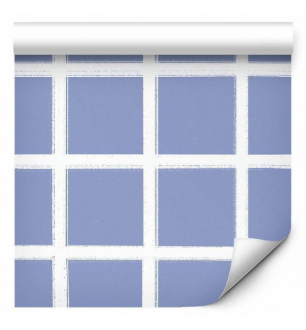 Tapisserie murale - Lines and Symmetry - Expressive White Grid on a Blue Background