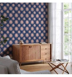 Papel pintado - Sunny Patterns - Repeating sun motif on a navy background