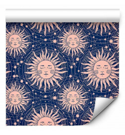 Tapetti - Sunny Patterns - Repeating sun motif on a navy background