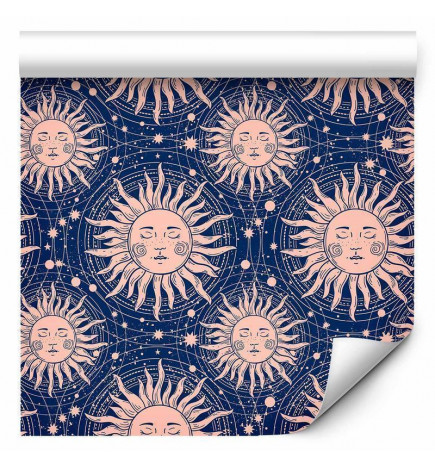 Tapet - Sunny Patterns - Repeating sun motif on a navy background