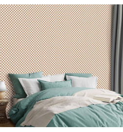Tapet - Checkerboard Pattern - Brown-White Grid with a Subtle Noise