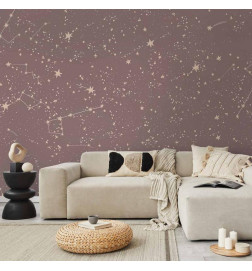Fototapeta - Night Sky - Artistic Constellations and Stars in Pastel Shades